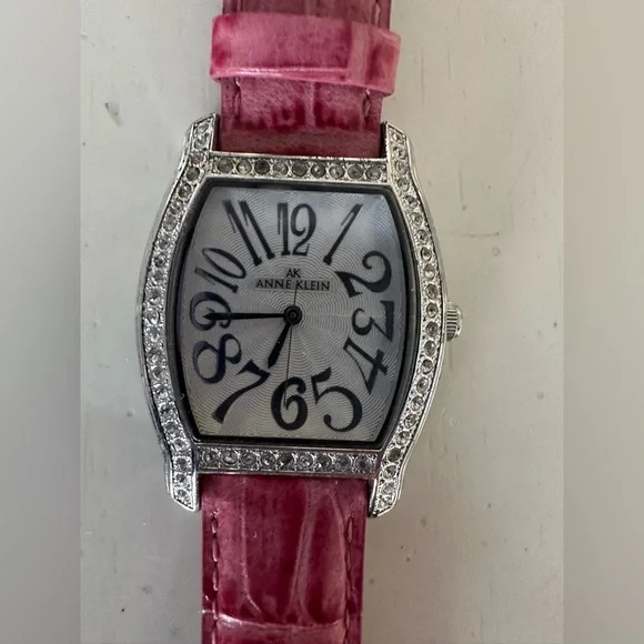 Anne Klein stainless steel rhinestone face watch with genuine leather band. Anne Klein AK/3001LPSV - Watch • Watchard.com main image 4